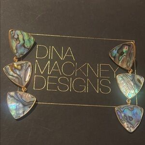 Abalone Triangle Drop Earrings - Iridescent Blue-Green